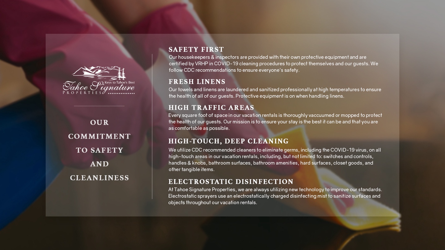 Cleaning Practices at Tahoe Signature Properties: Wolfgang Vacation Cabin