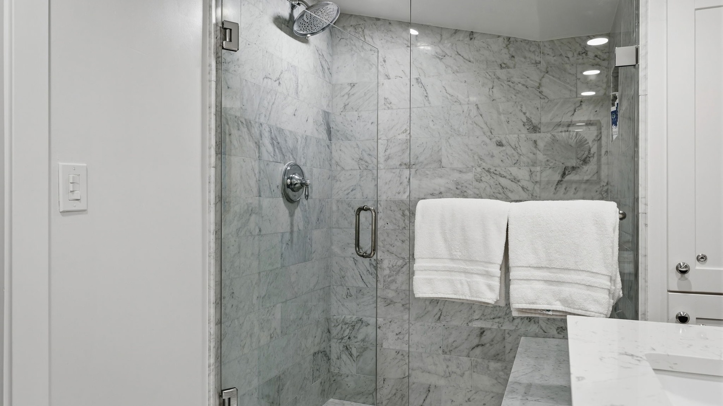 Walk-in shower in the master bedroom.