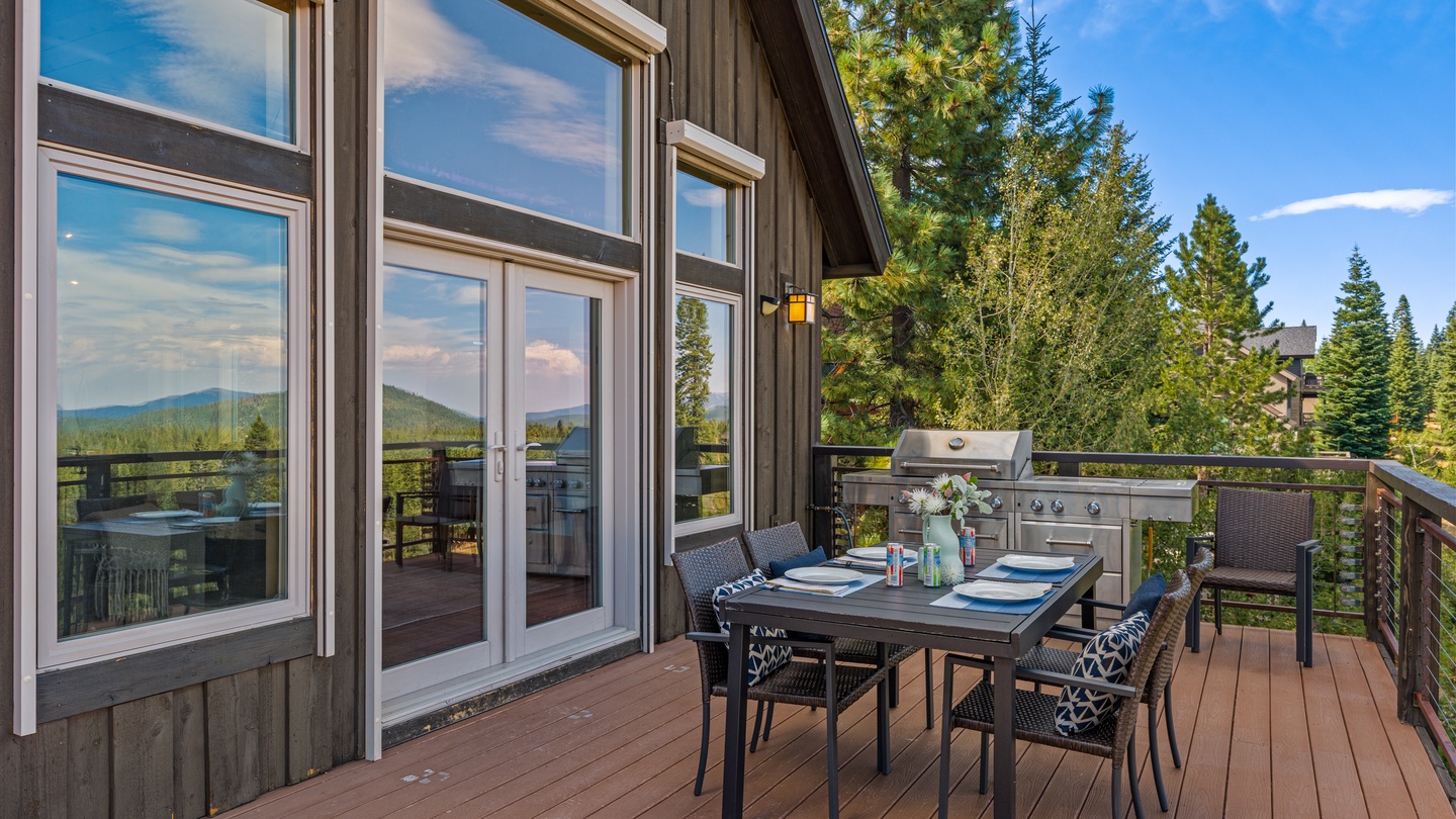 Step onto your private deck where mountain vistas and towering pines frame every meal. Fire up the grill, settle into outdoor dining, and let the fresh air and views become part of your vacation ritual.