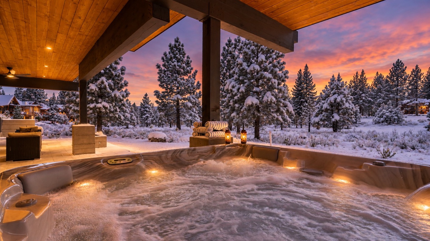 Alpine Greenside Hot Tub with Snow