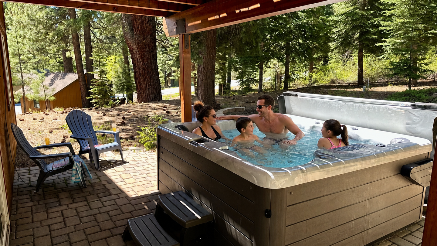 Soak away your cares in your private hot tub, surrounded by towering pines and fresh mountain air. Perfect for unwinding after a day of adventure.