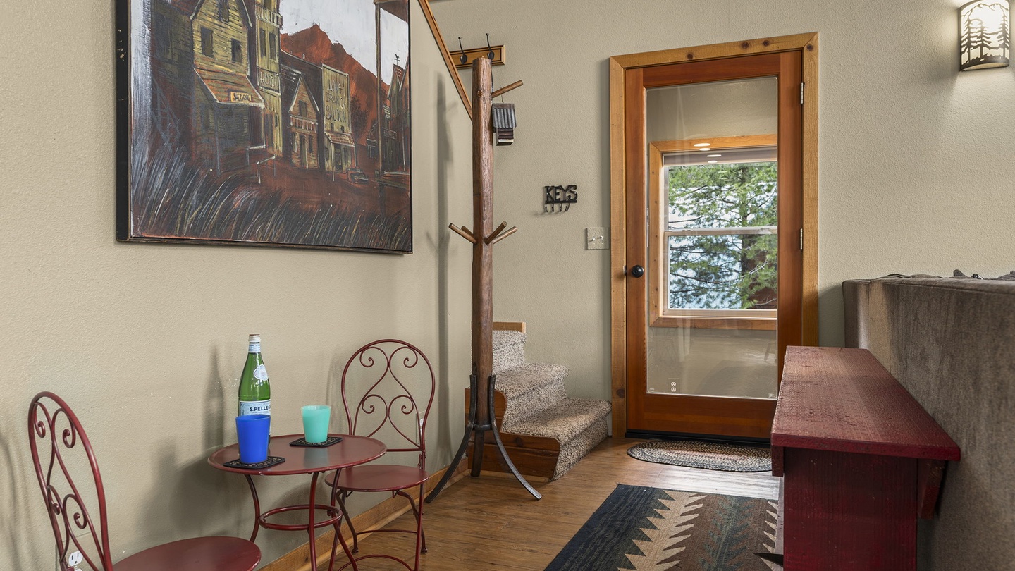 Your cozy mountain retreat welcomes you with warm wood accents, local artwork, and a peaceful spot to unwind after exploring.