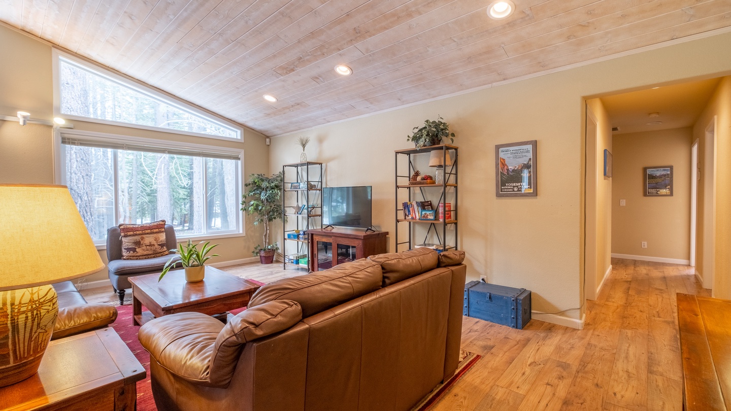 Living Room to Hallway: Three Pines Family Cabin