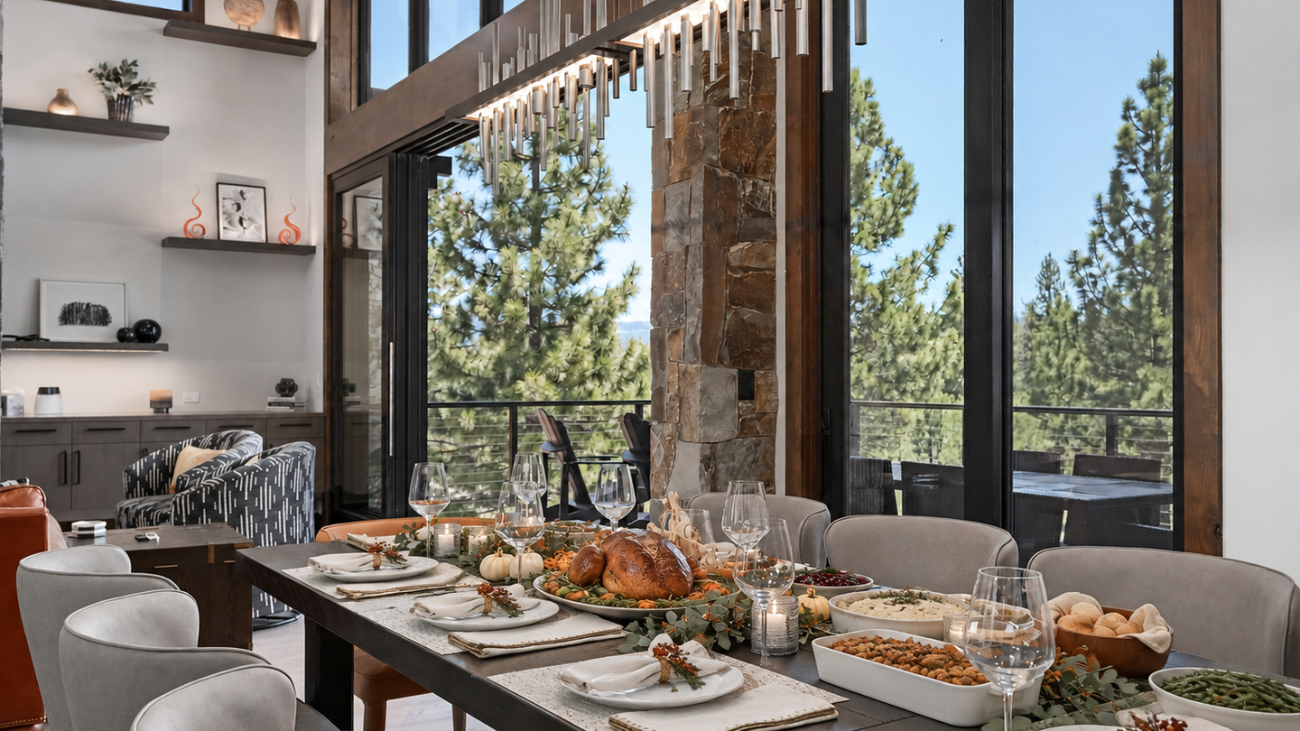 Thanksgiving Feast in a Mountain Dining Room