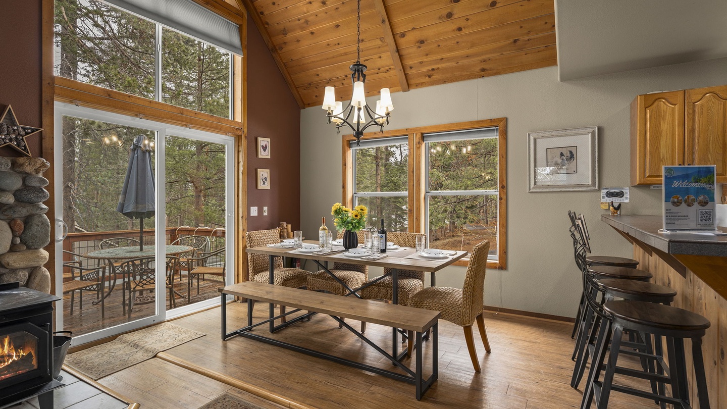 Gather around this warm dining space where rustic charm meets modern comfort, perfect for memorable meals with your loved ones.