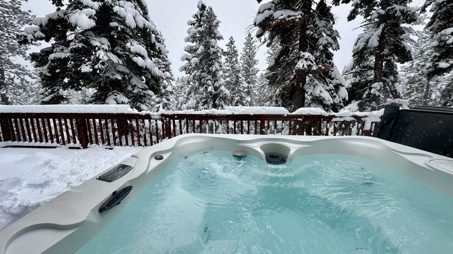 Hot Tub in Snow: Tahoe Alpine Hideaway