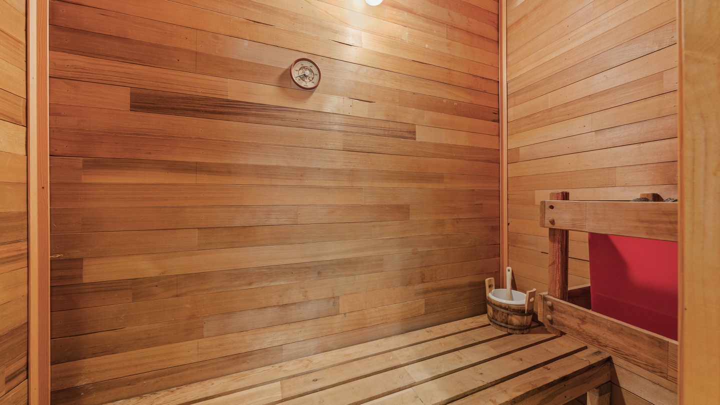 Unwind in your private sauna, where warm cedar wood and gentle heat melt away tension and restore your spirit.
