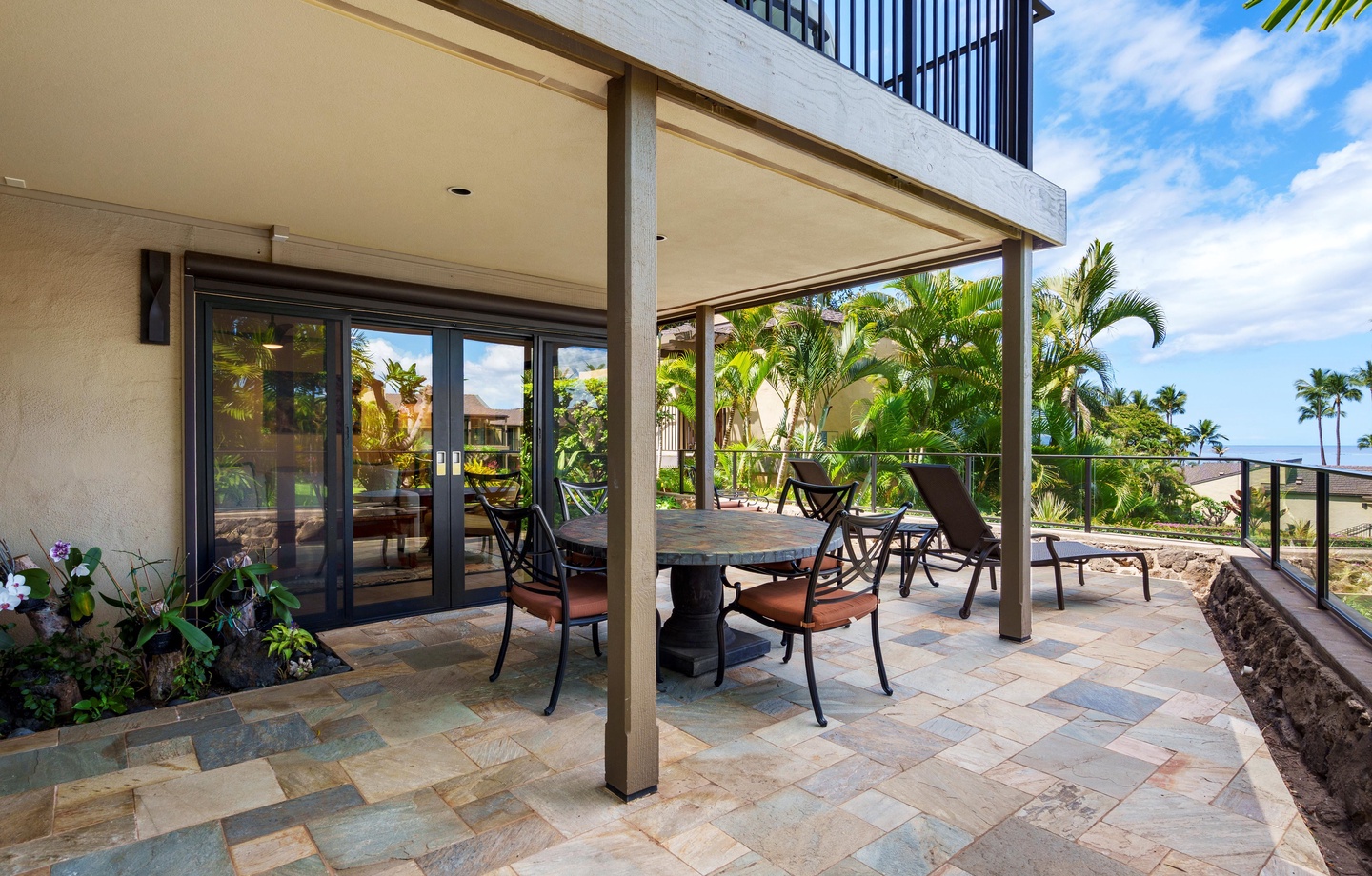 Unit 2401 is a renovated, design-forward condo with a private wrap-around lanai facing the Pacific — ocean views, golden-hour sunsets, and more outdoor space than a standard balcony.