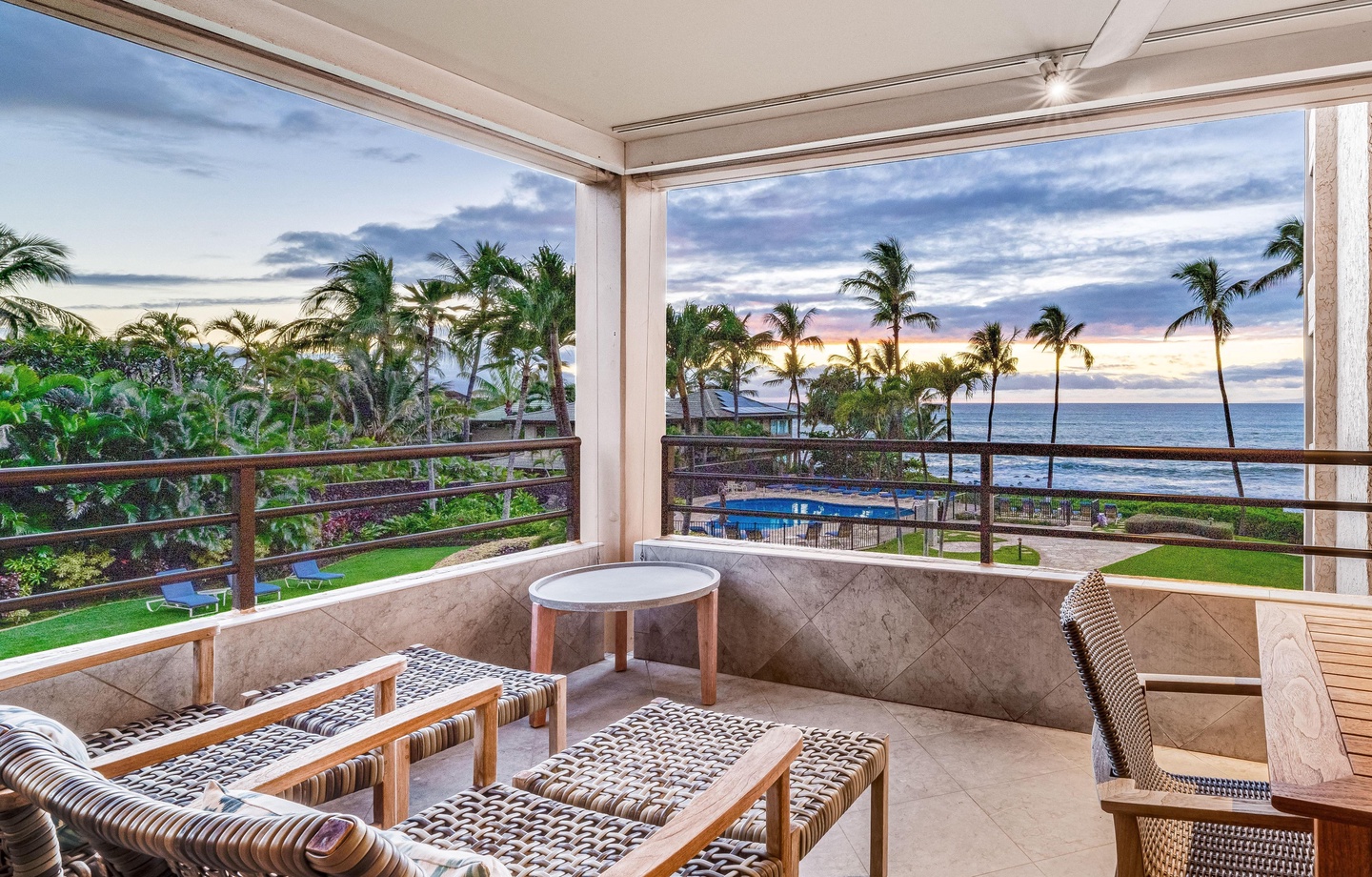 A 1,239 sq.ft. 2-bedroom, 2-bathroom third-floor corner oceanfront condo easily reached by elevator from an underground garage, sitting directly on Polo Beach.