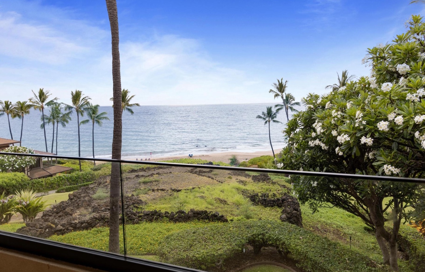 Take in sweeping ocean views and golden Hawaiian sunsets from your wrap-around outdoor balcony equipped with a gas BBQ.