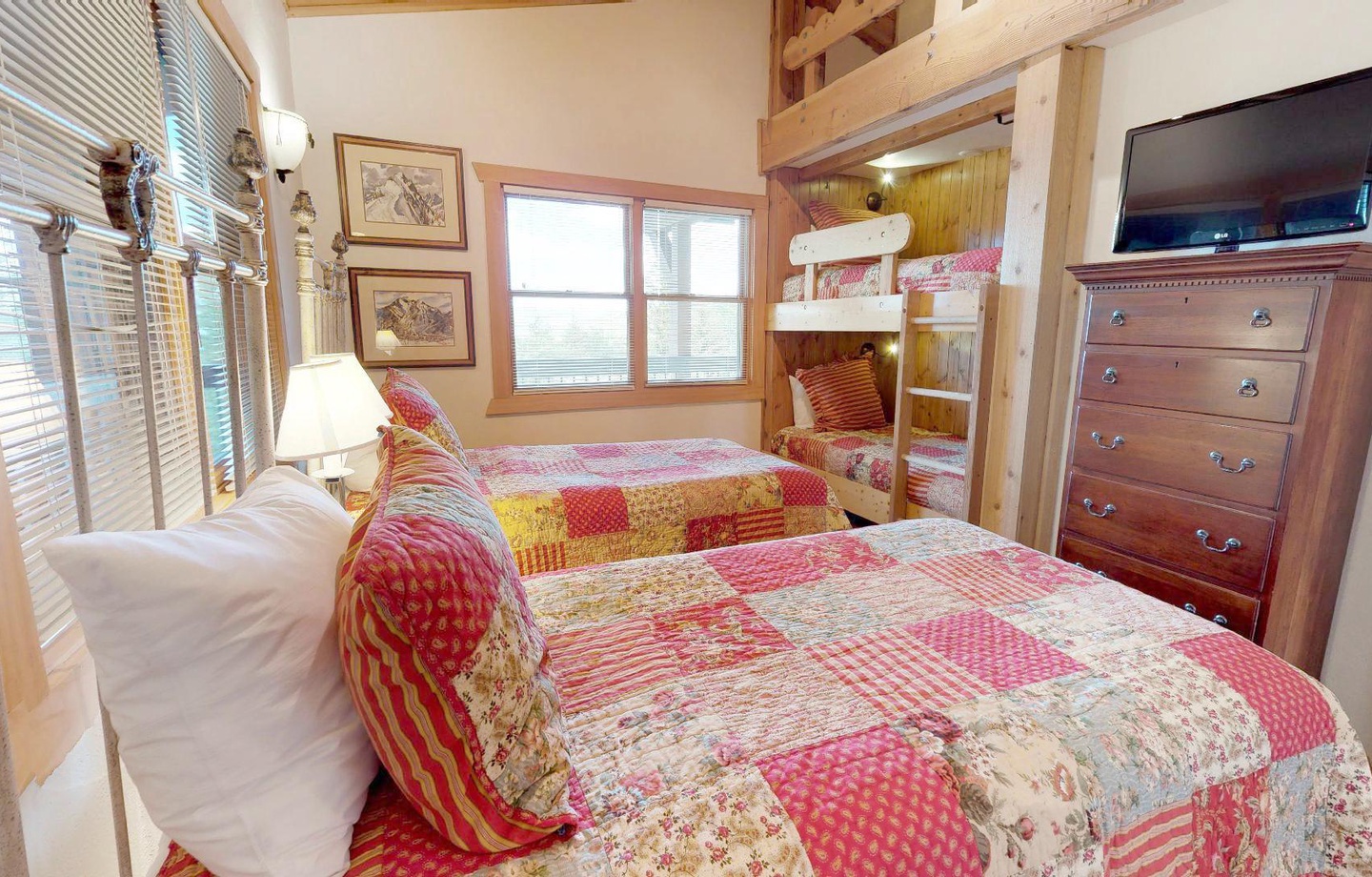 Two Twin Beds with Bunk Bed