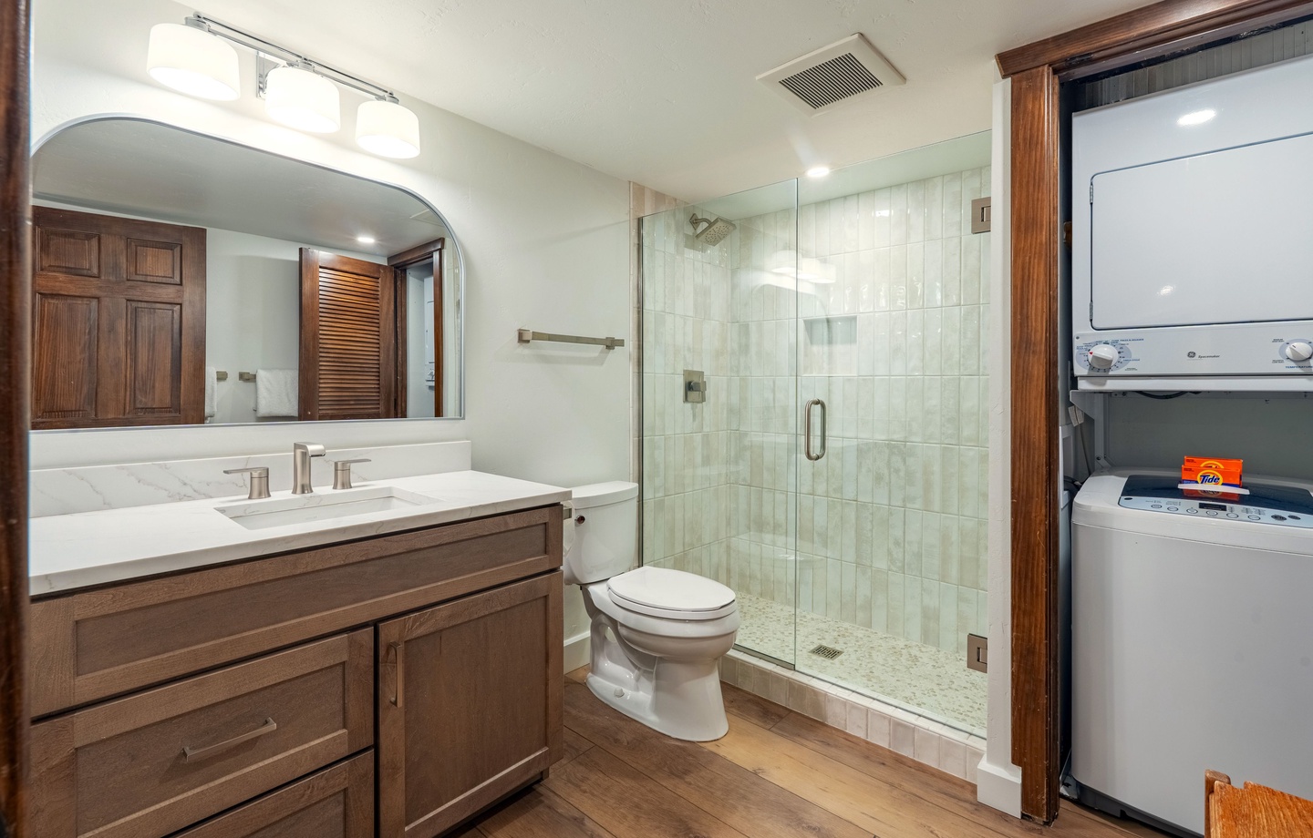 Primary Bathroom with Washer and Dryer