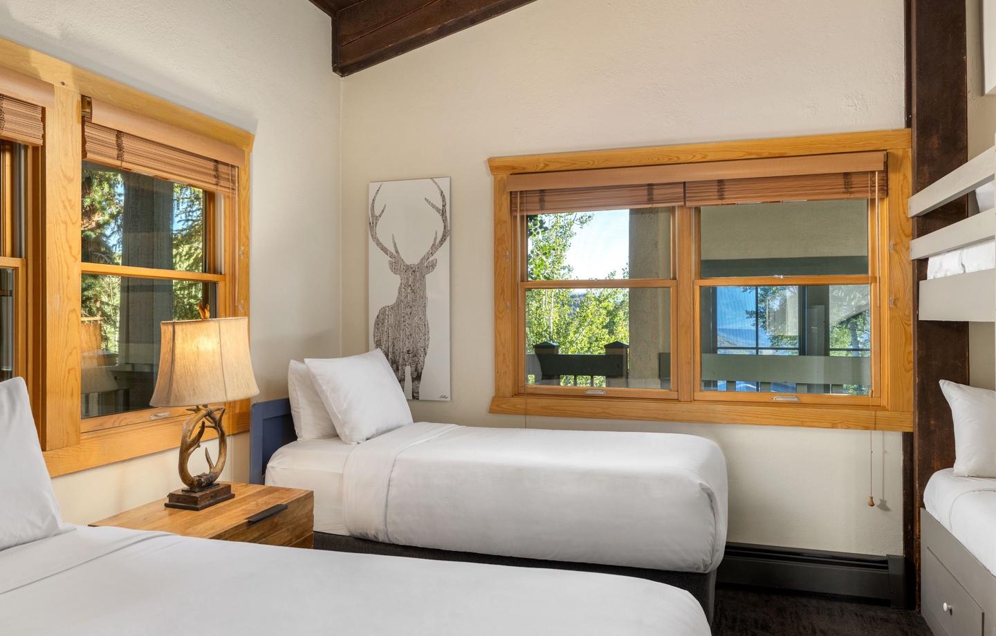 Bedroom with Two Twin Beds and a Bunk Bed