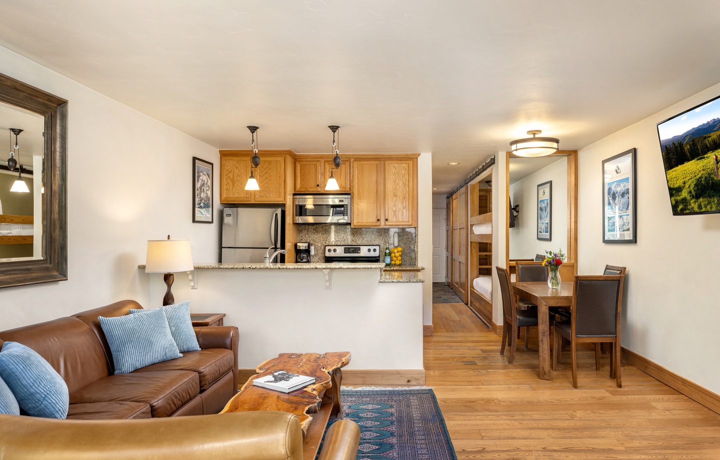 Living Area With Bunks in Hallway