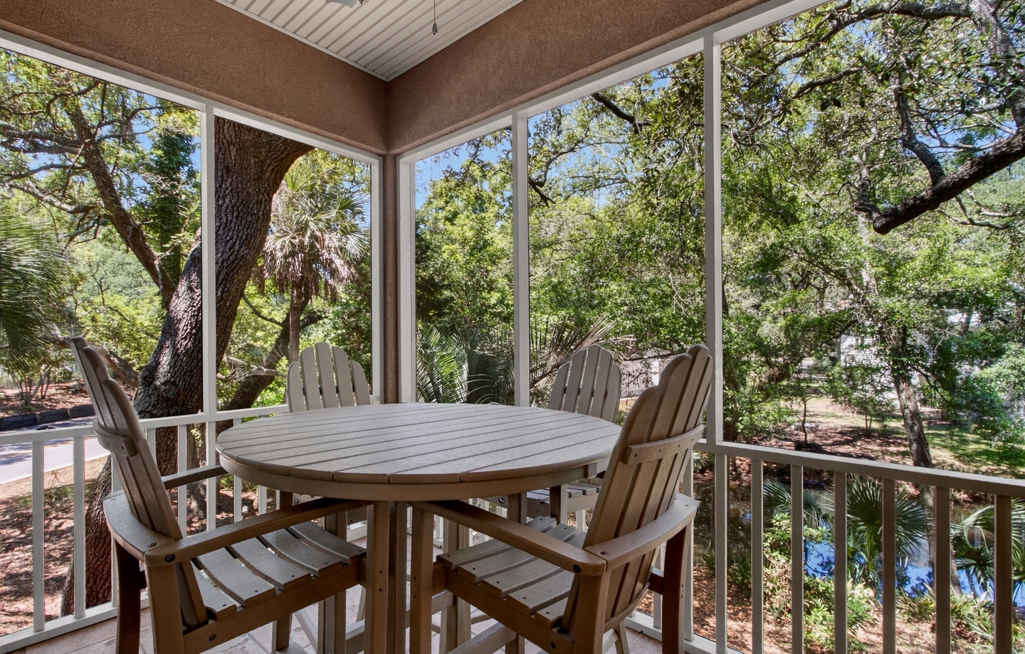 Step out onto your screened porch and soak in the tranquil forest views. Enjoy morning coffee or evening conversations surrounded by nature's peaceful canopy.
