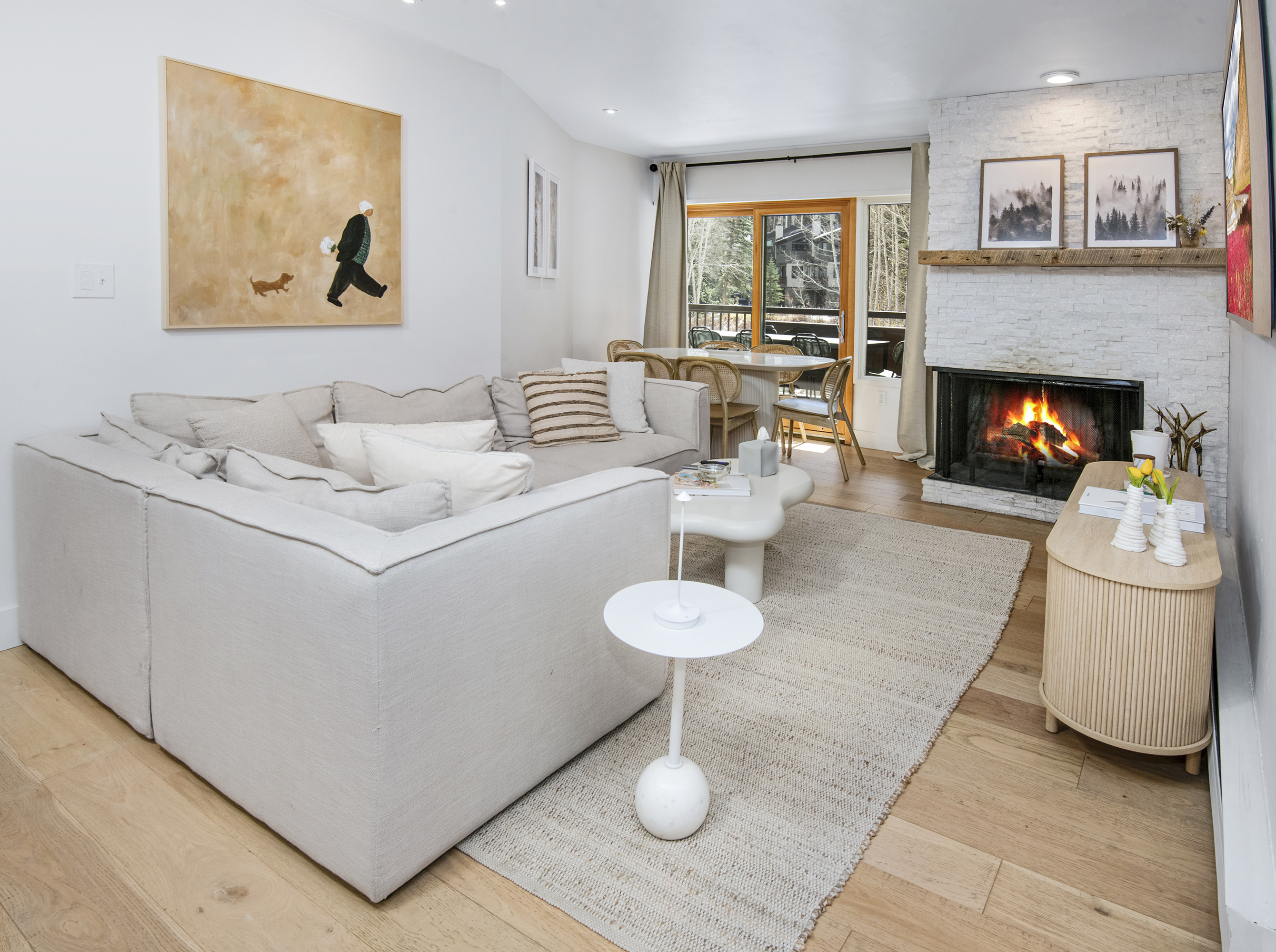 Living Room View & Fireplace