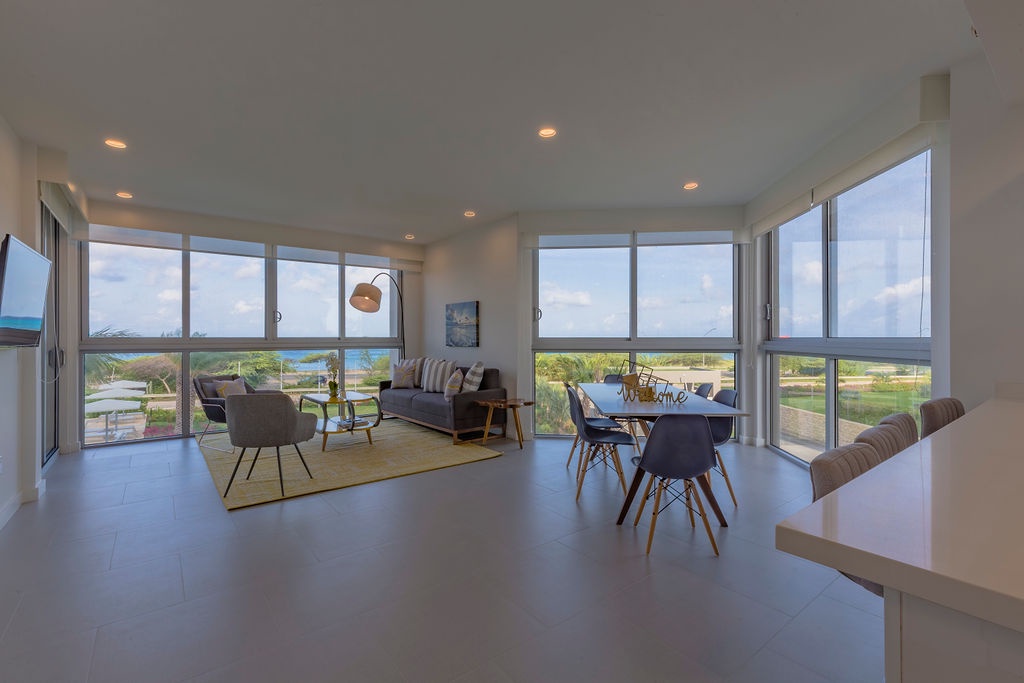 Living room and dining area