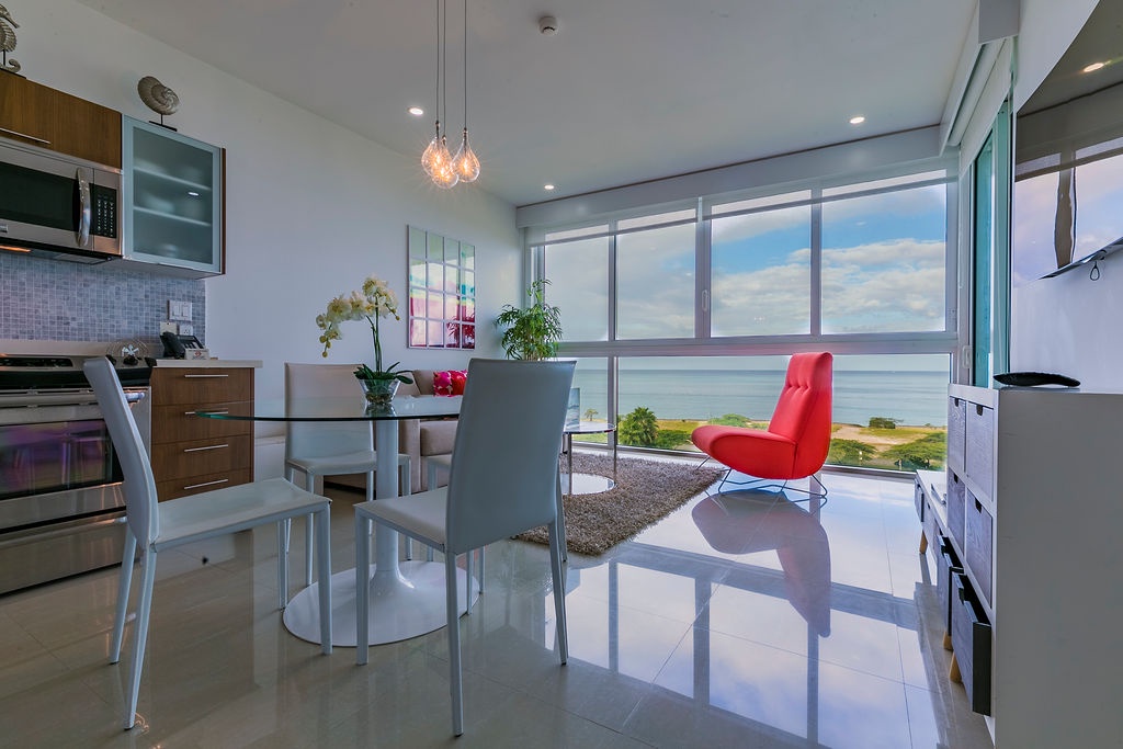 Dining area and living room
