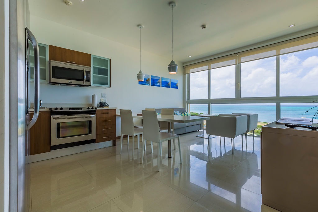 Kitchen are and living room