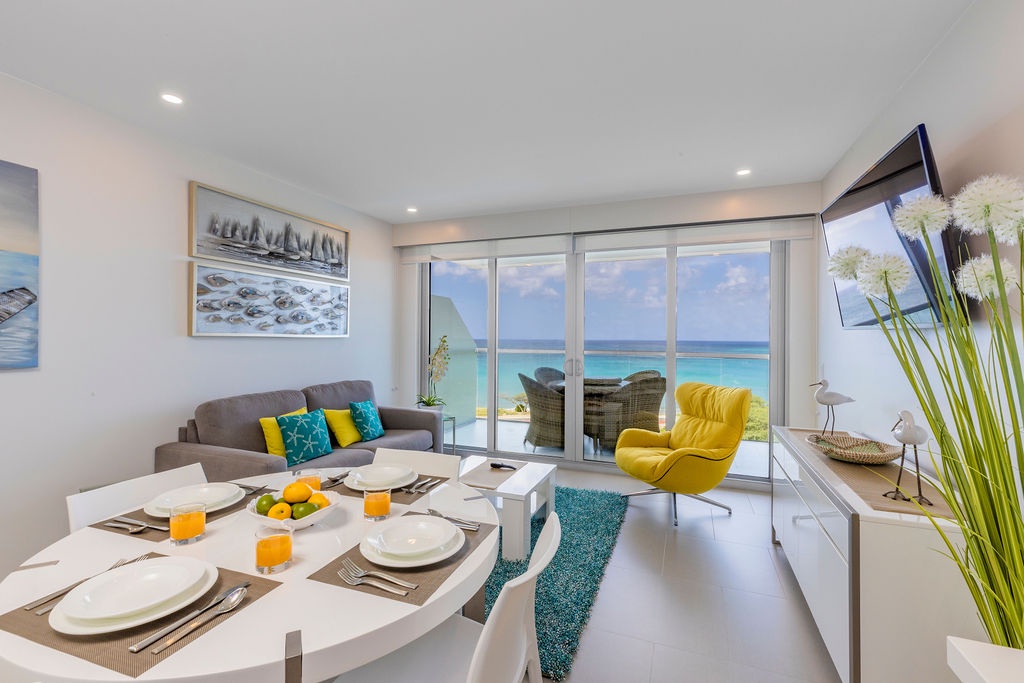 Dining Table & Living Room Area