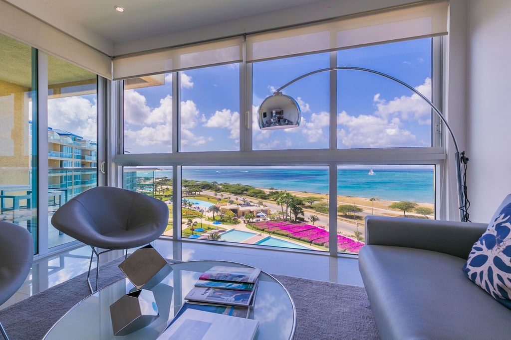 2BS-Blue615 - Elegant Grey and White Ambience with an Ocean View