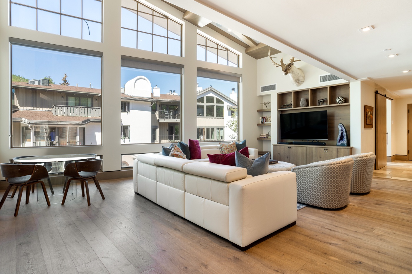 Living Room with TV and Dining Nook