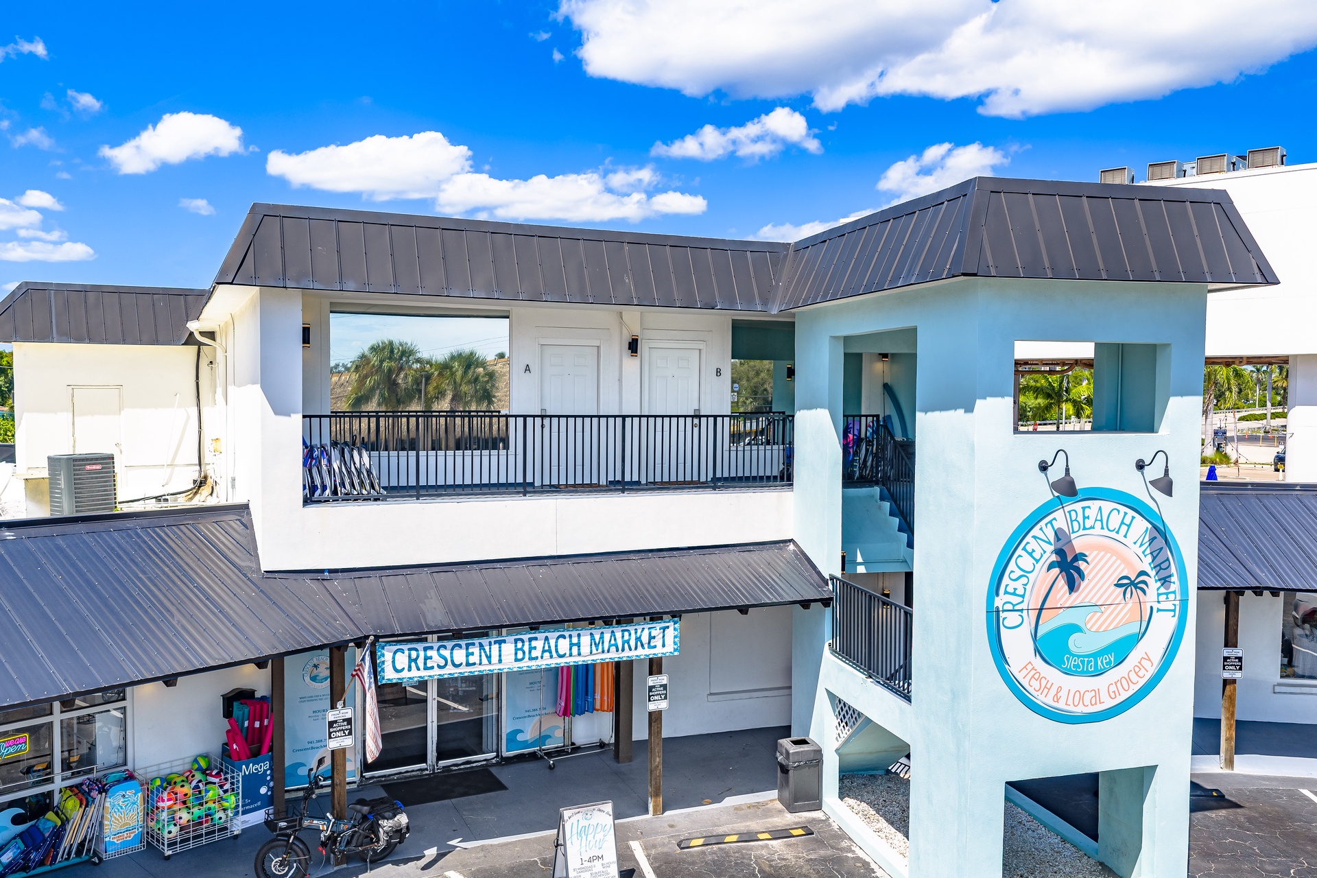 Located directly above a local grocer, and in the heart of south creasent village, this home promises the ease and convinence required for a relaxing beach get-away!