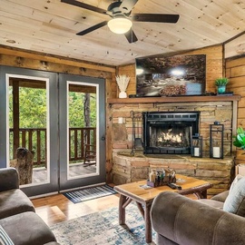 The Blessing Cabin's cozy living area