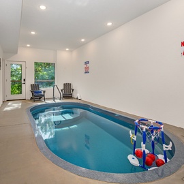 Step into your own private indoor pool oasis, where you can swim and unwind any time of day, surrounded by bright, airy walls and sun-dappled views just beyond the door.