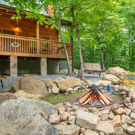 Quiet Way Cabin's crackling fire pit