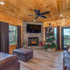 Pine Haven Cabin's cozy living area
