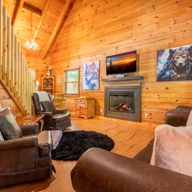 Quiet Way Cabin's cozy living area