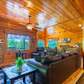 Bear Essentials Lodge's cozy living area