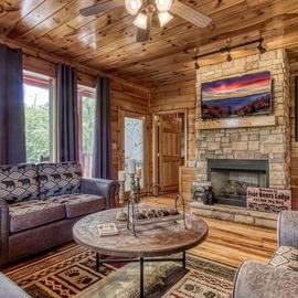 Four Bears Lodge's cozy living area