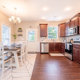 Fabulous Farmhouse's kitchen and dining areas