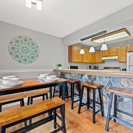 Windy Oaks Condo's kitchen and dining area