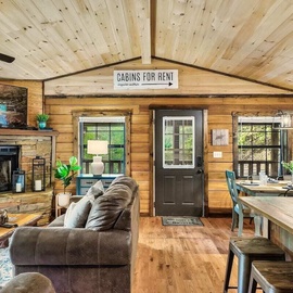 The Blessing Cabin's cozy living area