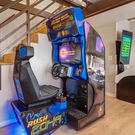 Challenge friends to high-speed racing in your private arcade corner, complete with authentic driving simulators and classic games.