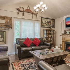 The Farmhouse's cozy living area