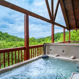 Kick Back Shack's bubbling hot tub