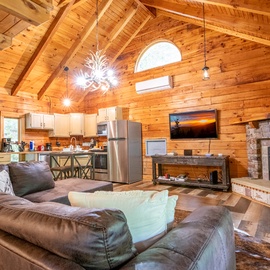 Manna's cozy living area w/ fireplace