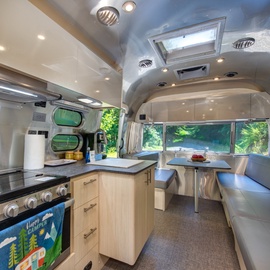 The Flying Cloud's compact but fully-equipped kitchen