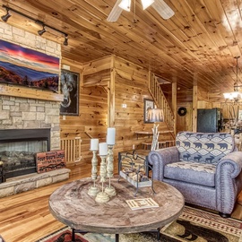 Four Bears Lodge's cozy living area