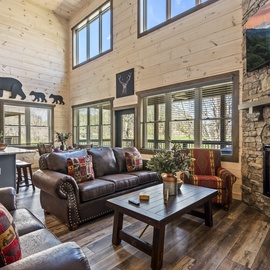 Cabin By The Creek's cozy living area