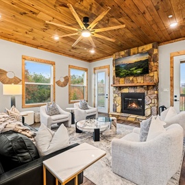 Lookout Lodge's cozy living area