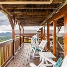 Heavenly Peak Lodge's deck with stunning views