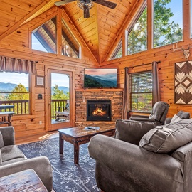 Some Peak Somewhere Cabin's cozy living area