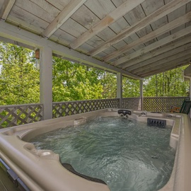 Tiny Pines' bubbling hot tub