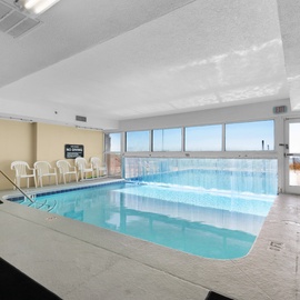 Indoor pool lets you go outside as well!