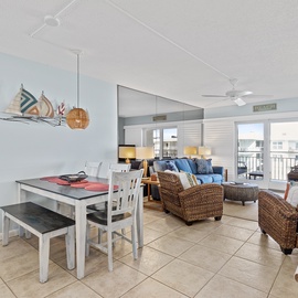 Plenty of light in dining room and living room areas